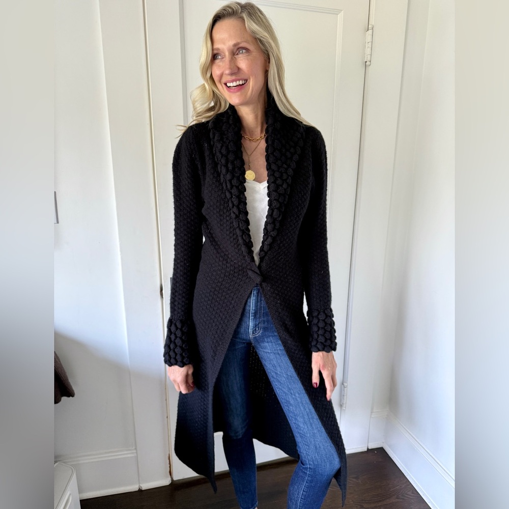 Elegant Black Long Cardigan